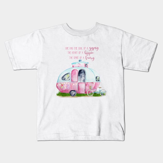 "Gypsy Hippie Fairy" Retro Camper Caravan Kids T-Shirt by FreeSpiritedNomads